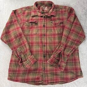 Orvis Red Plaid Button-Up Shirt Men’s Size large 100% cotton